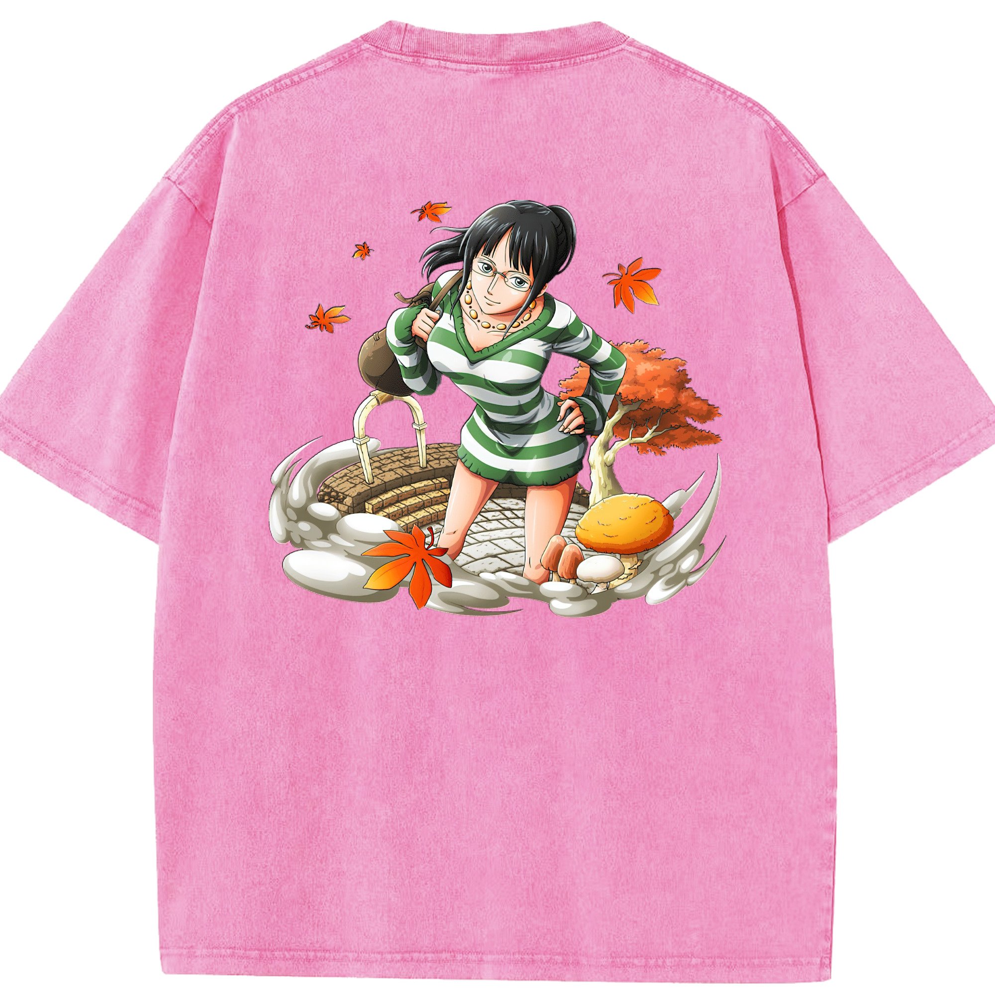 ワンピース ニコ・ロビン ONE PIECE Nico Robin 綿100% ヴィンテージ風 半袖Tシャツ（背面プリント）